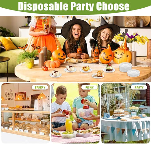 Set 91 Pcs,Set 10 3 20 20 20 Knives,1 Ouliget Disposable Dinnerware Picnic Party Supplies of Compartment Paper