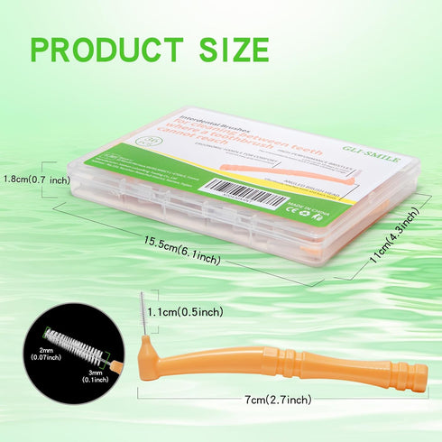 36 PCS Interdental Brushes Angle, Angled Dental Brush Picks for Deep Cleaning, Orthodontic Brushes for Braces