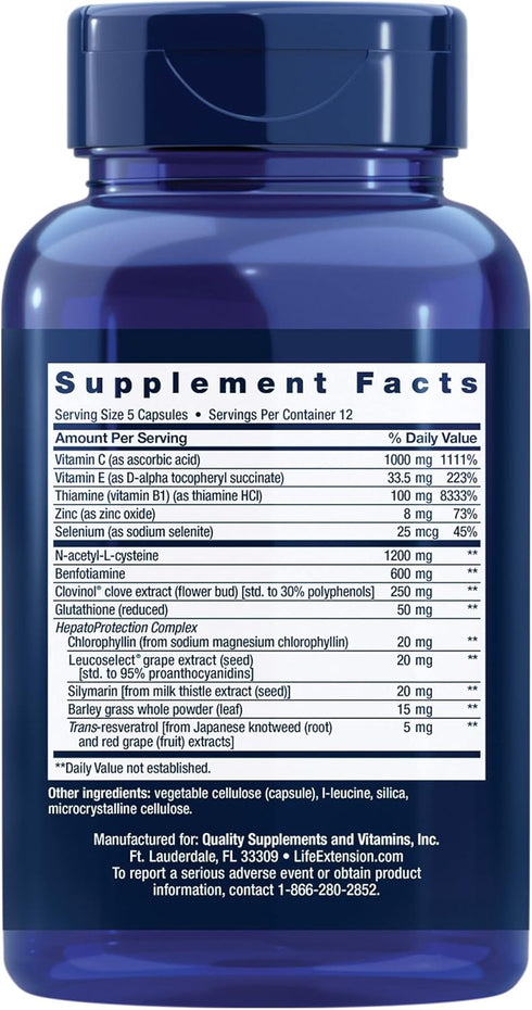 Life Extension Anti-Alcohol Complex - Supplement for Liver Health Support and Better Mornings After Drink - Gluten-Free, Non-GMO, Vegetarian