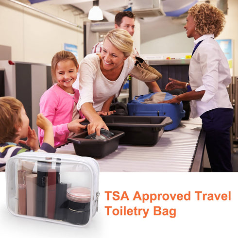 Wedama TSA Approved Toiletry Bag - 2 Pack Cosmetic Bags with Zipper for Airline Travel, PVC Makeup Bags (White)