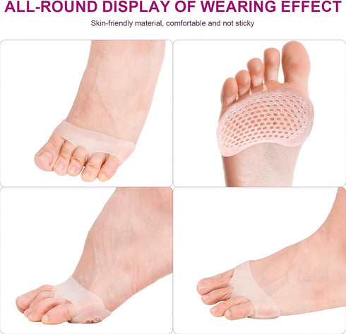 Metatarsal Pads for Women, 6 Pack Ball of Foot Cushions for Pain Relief, Soft Shoe Pads Forefoot Pad