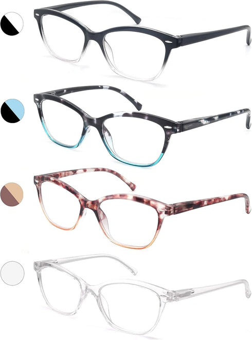 MODFANS Women Reading Glasses 2.75 - 4 Pair Stylish Ladies Readers with Comfort Spring Hinge & Pouch Included