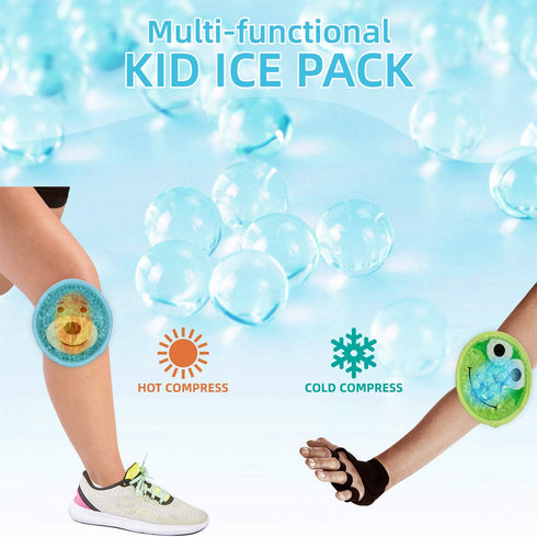 Large Kids Boo Boo Ice Pack, 2 Packs Cute Heat Cold Gel Beads for Fever, Pain Relief, First Aid Injuries