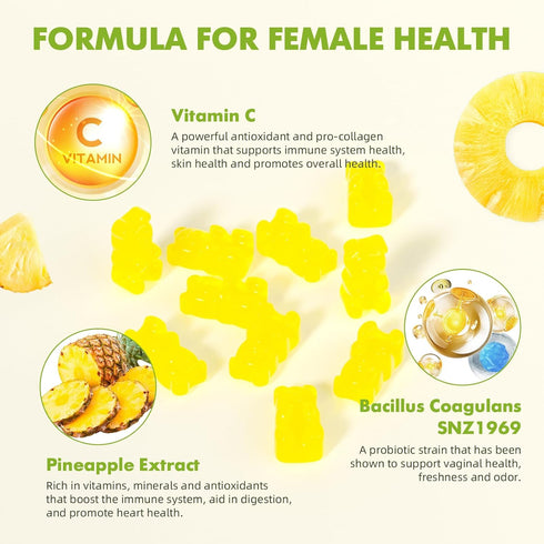 Gummies Gummies Immune 60 Gummies softbear Premium Feminine Balance for Women, Pineapple PH Balance for Women's Healthy