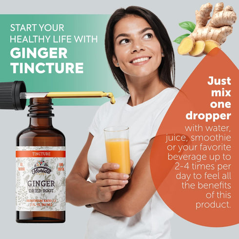 Ginger Tincture, Organic Ginger Extract (Zingiber officinale) Dried Root, Ginger Supplement, Ginger USA