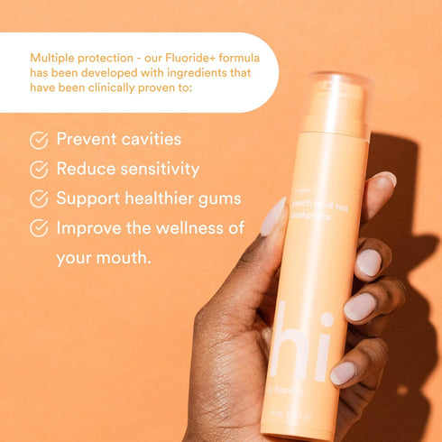Hi by Hismile Toothpaste in Peach Iced Tea Flavor