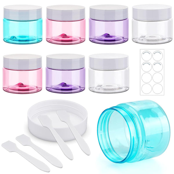 Travel Containers for Toiletries - Plastic Cream Jars TSA Approved, 8 Pack 2oz Refillable Travel Bottles
