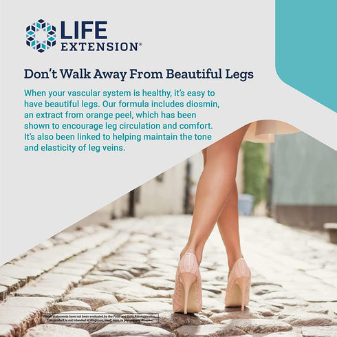 Life Extension Youthful Legs, Healthy Vein and Leg Support Supplement for Women, 60 Counts