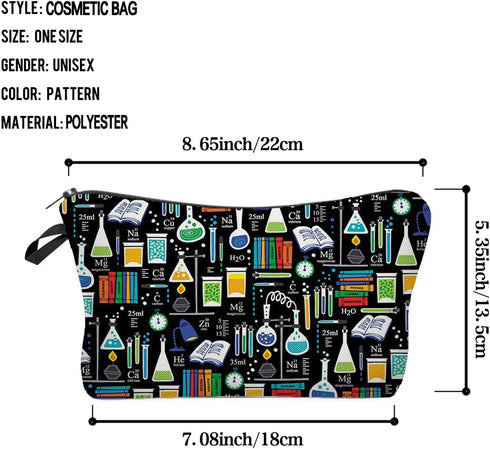 Women Travel Bag Chemistry Pattern Printed Cosmetic Bag Makeup Bag Small Pouch Gift for Women hz7093