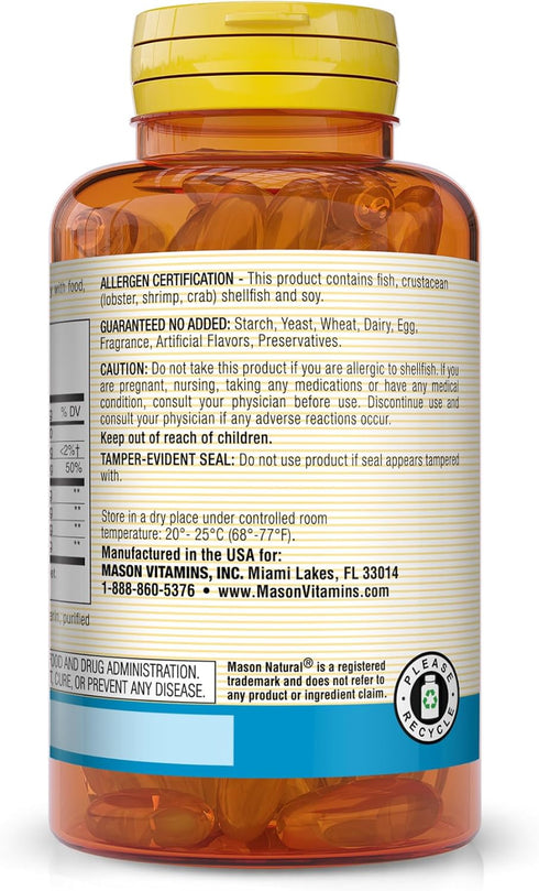 MASON NATURAL Glucosamine & Fish Oil (DHA and EPA Omega 3), 90 Softgels for Healthy Joints