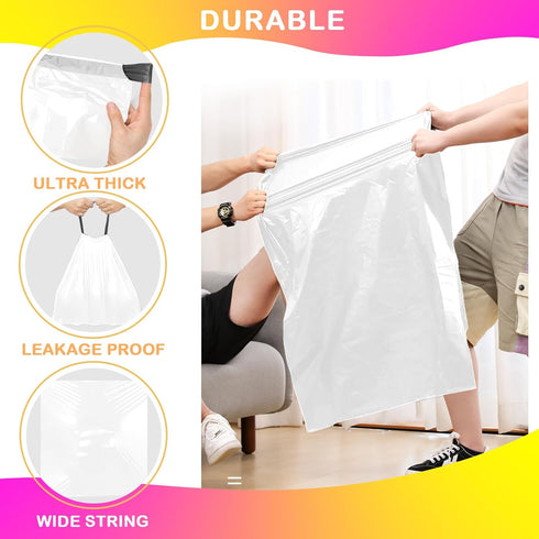 Homifest 2.6 Bags,160 Count Gallon Drawstring Trash White