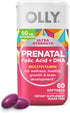OLLY Ultra Strength Prenatal Multivitamin Softgels, 60 Count, Supports Healthy Growth, Iron, Folic Acid, DHA