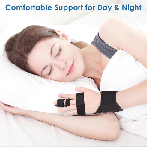 Full Trigger Finger Splint, Hand and Wrist Brace Support for Pain Relief, Arthritis, Tendonitis, Adjustable Locking
