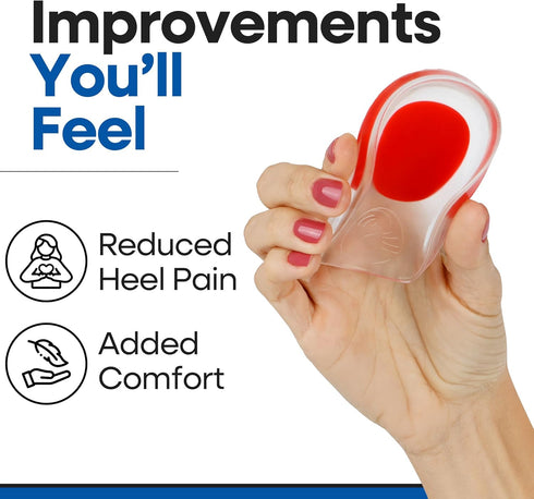 Gel Heel Pads for Shoes, Plantar Fasciitis Cups for Pain Relief, Silicone Cushions, Protector Insoles, 3 Pairs (S/M)