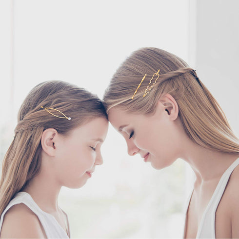 Yaomiao 17 Pieces Gold Hair Pins Set Geometric Bobby Pin Barrettes Decorative Jewelry Hair Clamps for Women