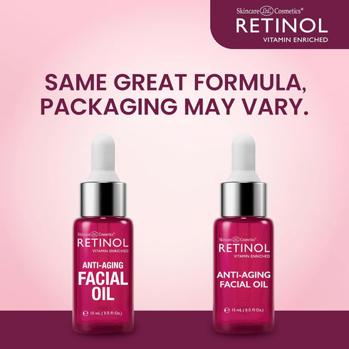 Retinol Anti-Aging Facial Oil - Adds Glow for Younger Look, Radiance Booster with Nine Essential Oils
