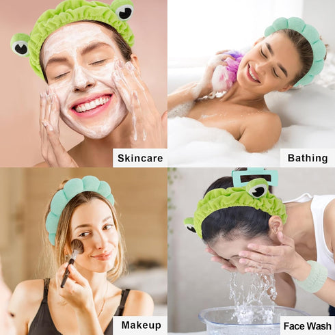 Canitor Spa Headband Wrist Bands Set - Cute Skincare Headband for Washing Face, Trendy Hair Accessories