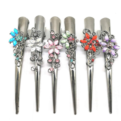 Set of 6 Metal Alligator Sectioning Clips, Non-Slip Hair Grips for Women and Girls