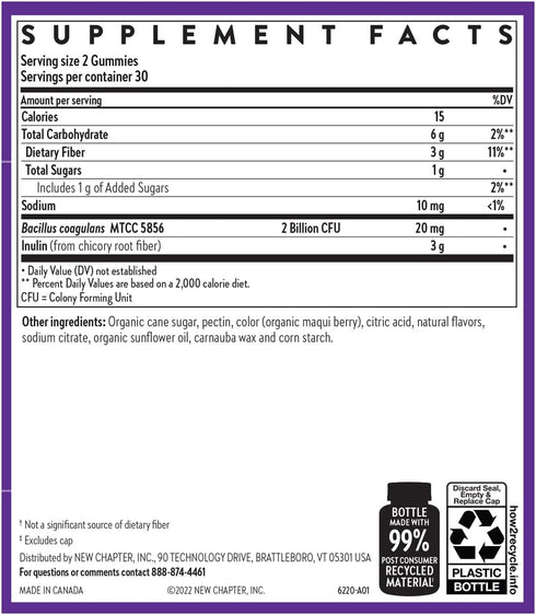 New Chapter Probiotic Gummies for Women and Men - 1 Month Supply - Vegan, Non-GMO, Holistic Gut Health