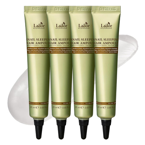 LA'DOR Snail Sleeping Hair Ampoule Serum - Intensive Overnight Leave-In Mask for Frizzy, Dry, Damaged Hair