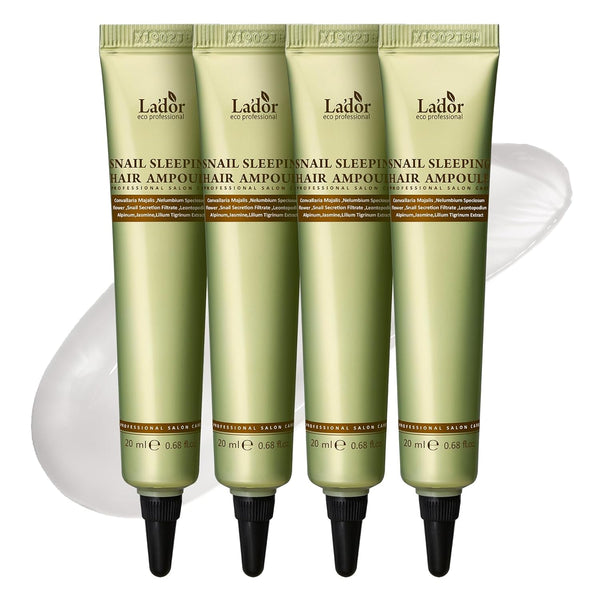 LA'DOR Snail Sleeping Hair Ampoule Serum - Intensive Overnight Leave-In Mask for Frizzy, Dry, Damaged Hair