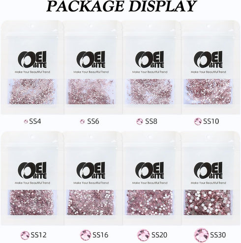 Pink Flatback Rhinestones, Glass Rhinestones for Nail Art and Craft, Loose Crystal Gemstones (Pink, SS20, 1440pcs,
