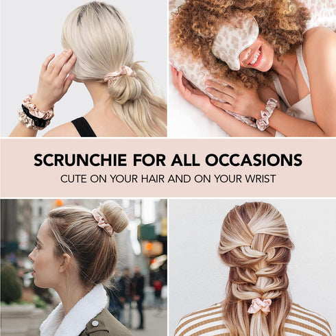 Kitsch Leopard Prints Satin Scrunchies for Women, No Crease Hair Ties for All Hair Types, 5 Pcs