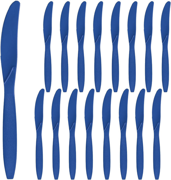 Party City Disposable Plastic Knives, 16 Count (Royal Blue) - Go Brightly Heavy Duty
