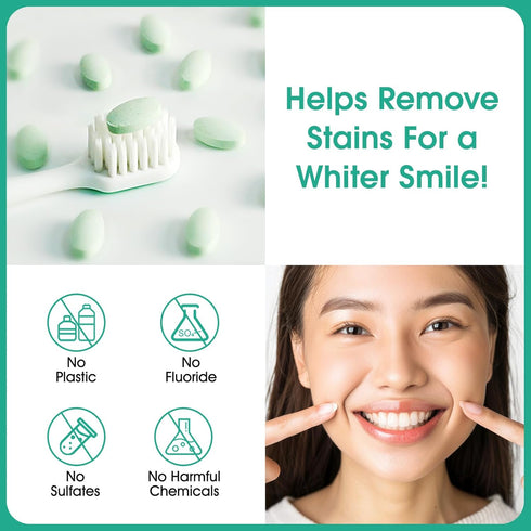NenMaoKeNu 150 Tablets Chewable Toothpaste Tablets, Sensitive Toothpaste Tablets Peppermint Flavored Strengthen Teeth