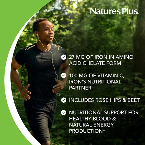 NaturesPlus Chewable Iron, Cherry - 90 Tablets, Pack of 2, Supports Healthy Blood & Natural Energy Production
