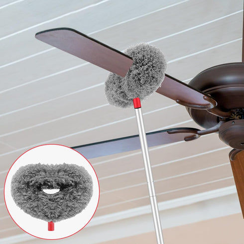 Max 66'' Reusable Ceiling Fan Cleaner Duster with Extension Pole, Microfiber Blade Cleaner for Walls and Furniture