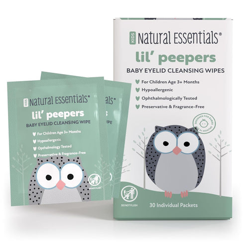 Natural Essentials Lil' Peepers Baby Eye Wipes and Eyelid Cleanser, Preservative-Free & Rinse-Free, Pediatrician