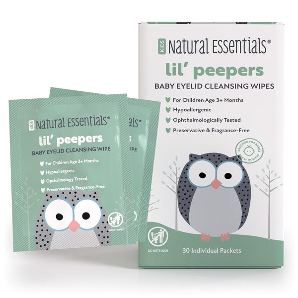 Natural Essentials Lil' Peepers Baby Eye Wipes and Eyelid Cleanser, Preservative-Free & Rinse-Free, Pediatrician
