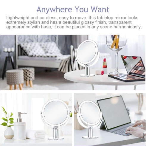 Vanity Mirror Makeup Mirror with Stand, 1X/15X Magnification Double Sided 360 Degree Swivel Mirror, 7.4 Inch Portable