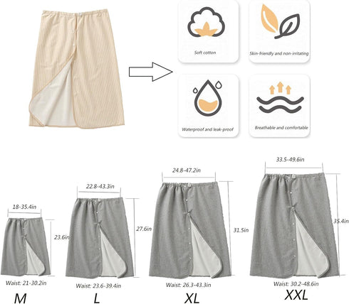 Yodilala Unisex Full Open Adult Diaper Skirt, Waterproof, Adjustable, Reusable Incontinence for Adults, Elderly