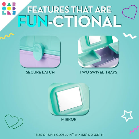 Caboodles Pretty in Petite Makeup Box, Two-Tone White on White, Hard Plastic Organizer Box with 2 Swivel Trays