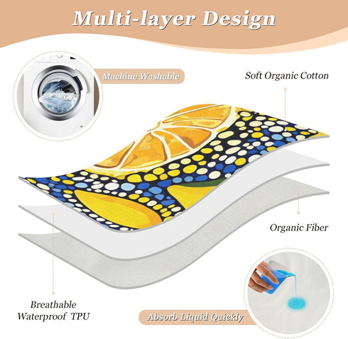 miaozhen 52" 34" Lemons Trendy Style Polka Dot Extra Large Resuable Potty Training Pad Water Resistant Baby Diaper