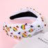 Pride Headbands for Women, Rainbow Heart Knotted Headband, Embellished Crystal Wide Top Knot Hair Accessories