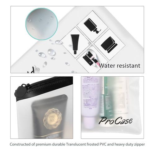ProCase TSA Approved Clear Toiletry Bag, Durable Quart-Size Makeup Pouch, 2-Pack