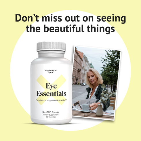Eye Essentials Eye Supplements for Adults - Vitamins & Multi Minerals with Vitamin A, Bilberry Extract, Zinc for Eye