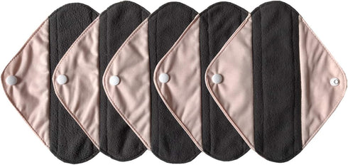 MUMBABY 5 Pieces Charcoal Bamboo Mama Cloth/Menstrual Pads/Reusable Sanitary Pads (Light Pink, Pantyliner