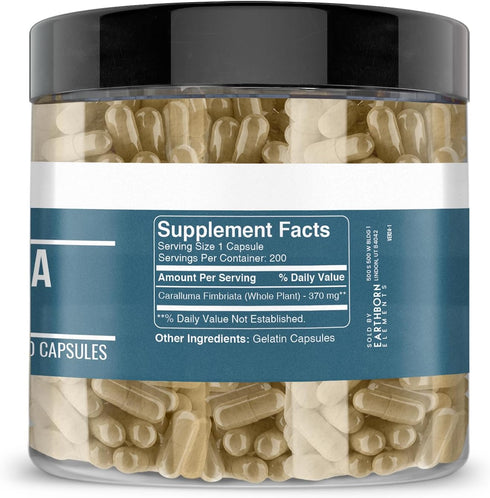 Earthborn Elements Caralluma Fimbriata - 200 Capsules, Pure & Undiluted, No Additives