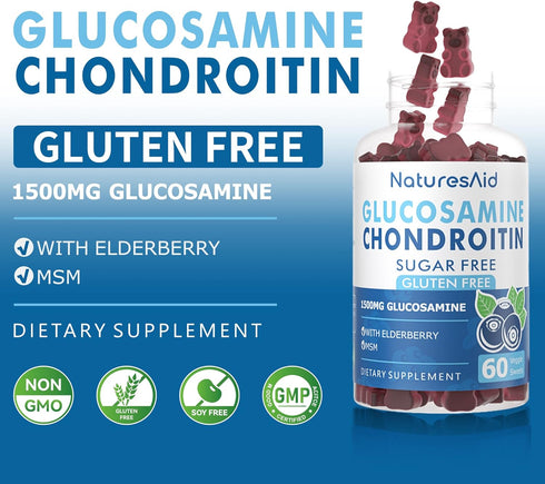 Glucosamine Chondroitin Gummies - Extra Strength with MSM & Elderberry for Joint Support, 2 Pack for Adults