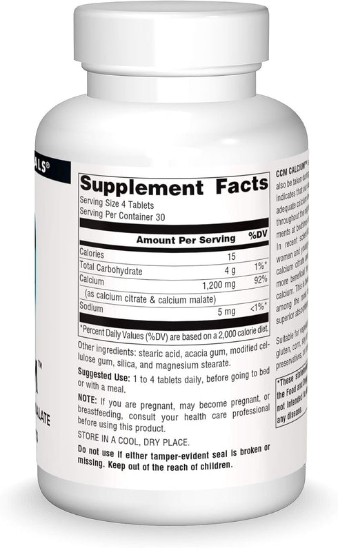Source Naturals CCM Calcium, Calcium Citrate and Malate, 300 mg, 120 Tablets