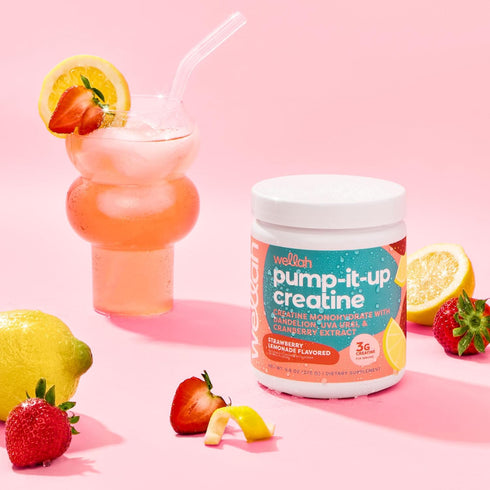 Pump-It-Up Creatine (50 Servings, Strawberry Lemonade) - Creatine Monohydrate with Dandelion & Cranberry