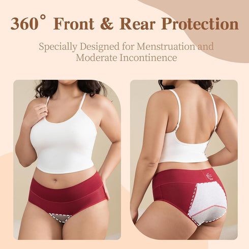 Leakproof Cotton Briefs for Women - Washable Menstrual Panties