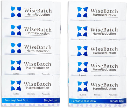 WiseBatch Harm Reduction Pack (10) #1 99% <2 WiseBatch Fentanyl Test Strip + MicroScoop and Instructions, of Ten Most