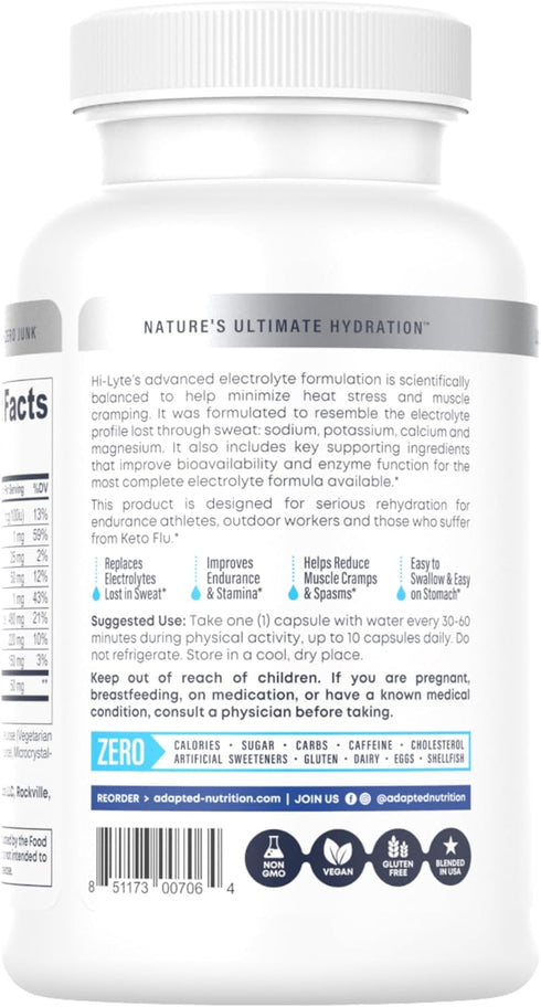 Hi-Lyte Electrolyte Replacement Capsules, Rapid Rehydration Supplement, 100 Capsules