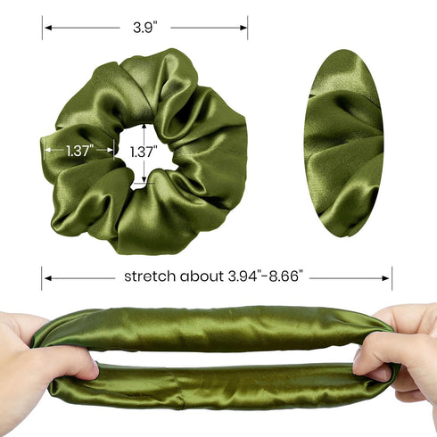LilySilk Silk Hair Scrunchy, 100% Mulberry Silk Ponytail Holder, Frizz & Breakage Prevention, Dark Green, 1 Count