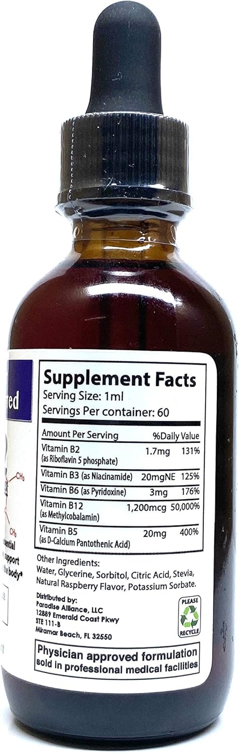 Vitamin B12 Complex Liquid Sublingual Drops, Fast Absorption, 2 fl oz - 60 Day Supply